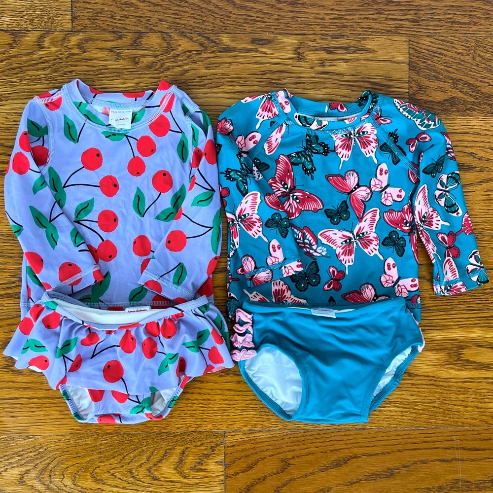 Hanna Andersson long sleeve swim suit set lot - Size 12-18 months